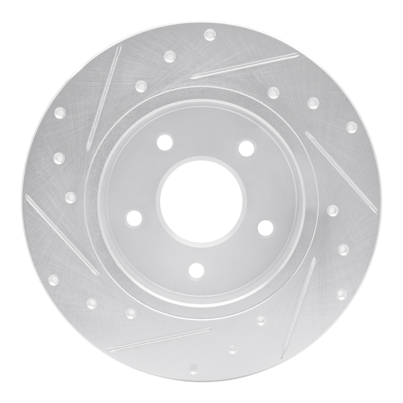 Nissan Kicks Brake Rotor (1) - Rear Right - R1 Concepts - Drilled & Slotted - Silver - `19-`25